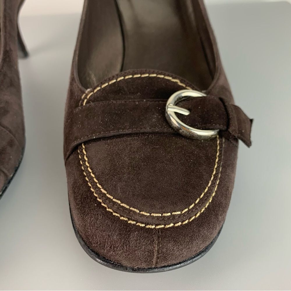 Stuart Weitzman Women's Shoes Pumps Size 9 Suede Brown Buckle Designer Luxury - Picture 5 of 13